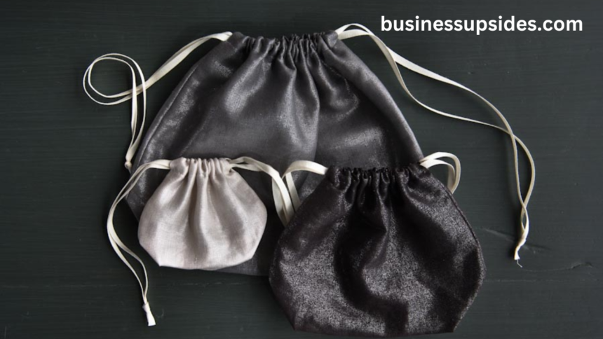 small black drawstring linen pouch